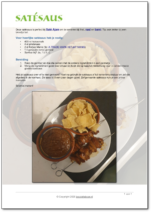 Recept zelfgemaakte sat&eacute;saus downloaden